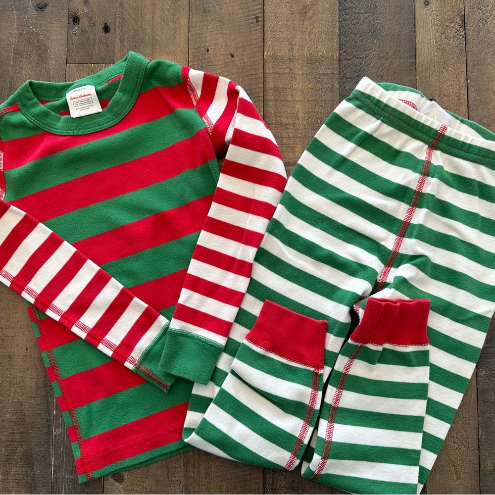 Hanna Andersson | Holiday Christmas Red Green Stripe Long John Pajamas 110 / 5
